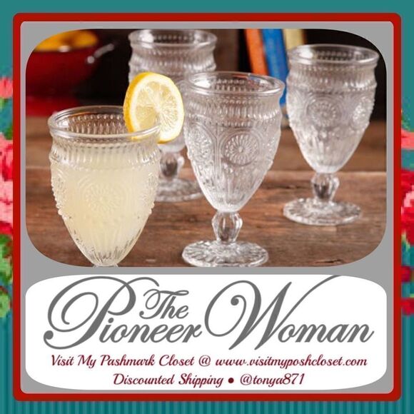 Flash Sale! 🦋 New Pioneer Woman Adeline 12-Ounce Footed Glass Goblets - Picture 3 of 9
